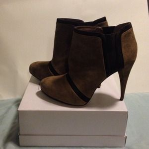 Brown suede booties