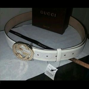 gucci belt white leather