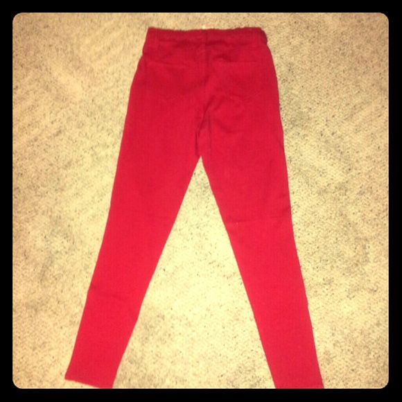 Red stretch pants