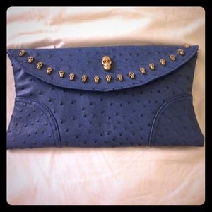 Blue skull clutch/shoulder bag