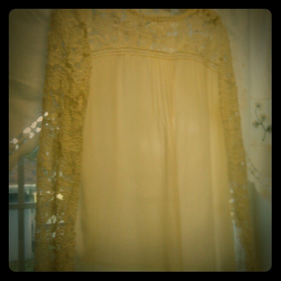 Zara cream ,crocheted yoke blouse