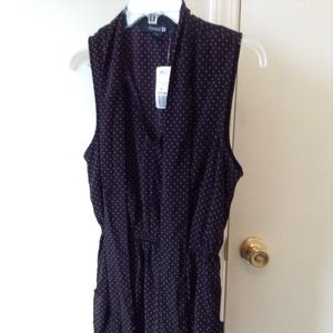 Dress - Black w/small orange polka dots
