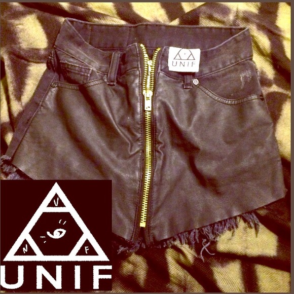 UNIF Pleather Front Double Zip Shorts 24! NWOT
