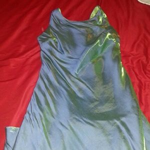 Green/blue iridescent floor length dress