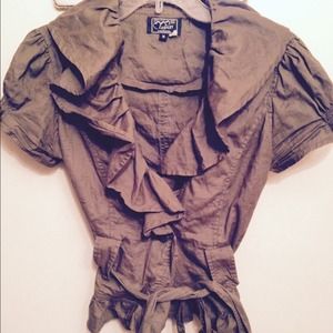 Olive green top with belt tie (new)