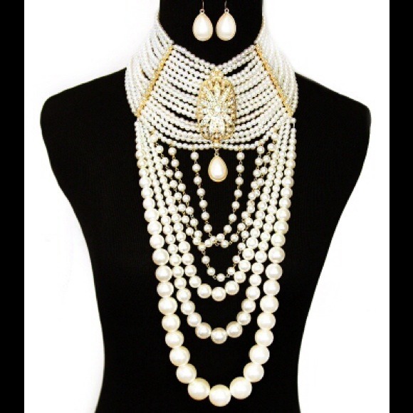 Bold Statement Multilayered Pearl Necklace Set