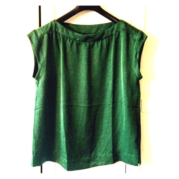 Green silky top