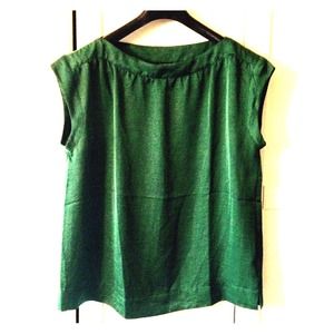 Green silky top