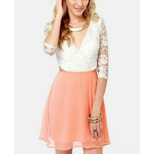Peach and Ivory lace dress