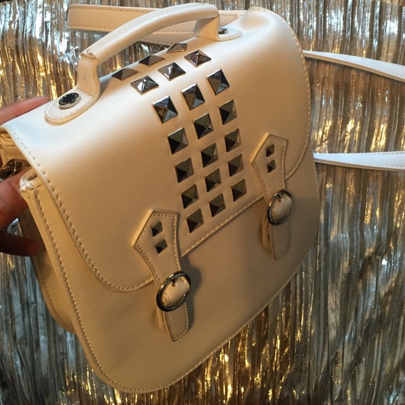 White Studded Steve Madden Satchel - Picture 3 of 4