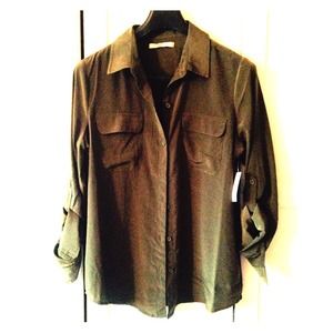 Army green button down