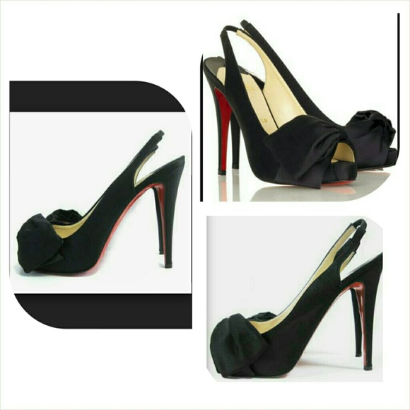 ****SOLD****  Black Louboutin Satin Heels  (38.5)
