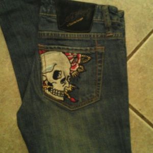 ED HARDY SKULL SKINNY JEANS - 26