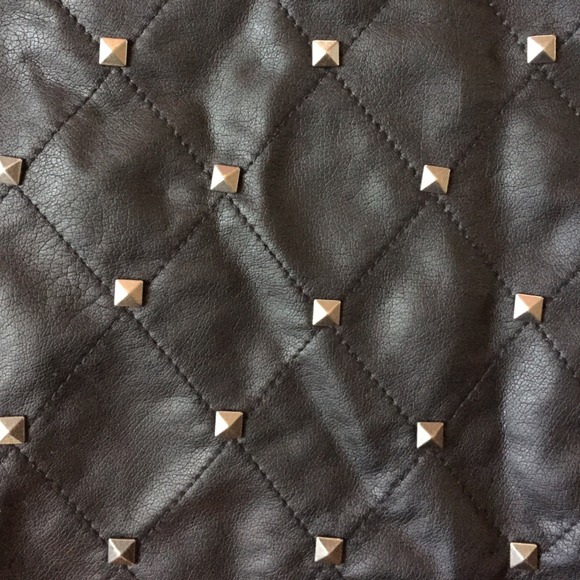 Black Leather Studded Pencil Skirt - Picture 2 of 4