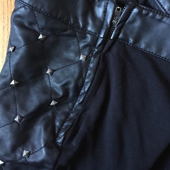 Black Leather Studded Pencil Skirt - Picture 4 of 4