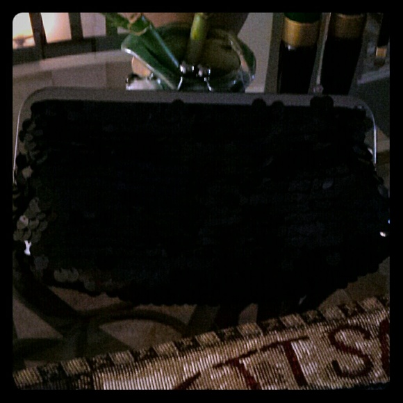 Black sequin clutch