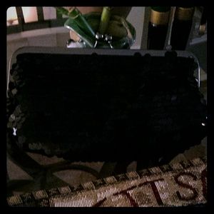 Black sequin clutch