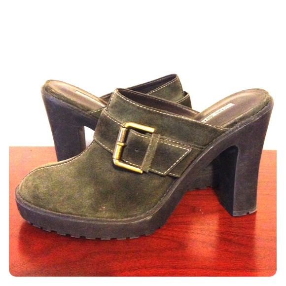 Clogs!  Fall’s hottest shoe!  Olive suede size 9.5