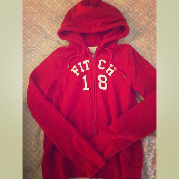 Red Abercrombie & Fitch Zip Up Hoodie