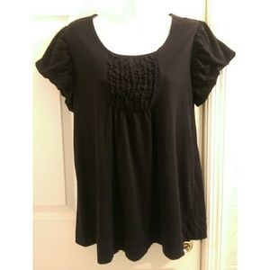 Elle Black Top With Puff Sleeves
