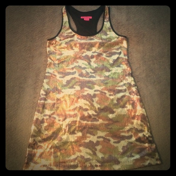 Betsey Johnson sequin camo dress