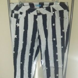 B&W striped denim leggings SIZE 13