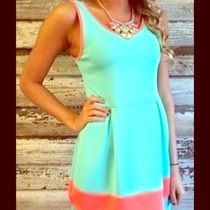 Teal and pink dress!