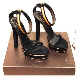 AUTHENTIC GUCCI Heels Black/Gold