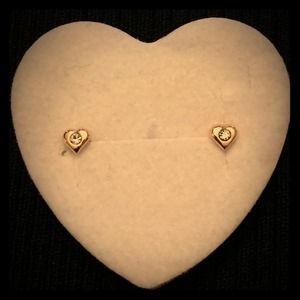 18K gold filled heart with clear crystal gem