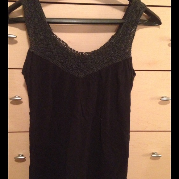 Joie Black cotton tank with embroidered detail