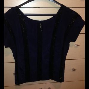 Navy and black lace blouse