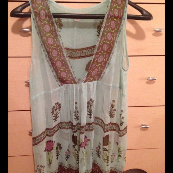 Blue patterned shift dress