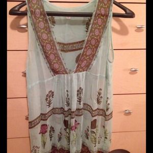 Blue patterned shift dress