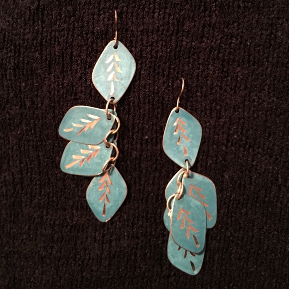Dangly Aqua Blue Earrings - Picture 1 of 2