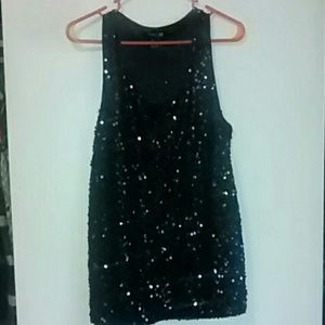 Black sequin tank.