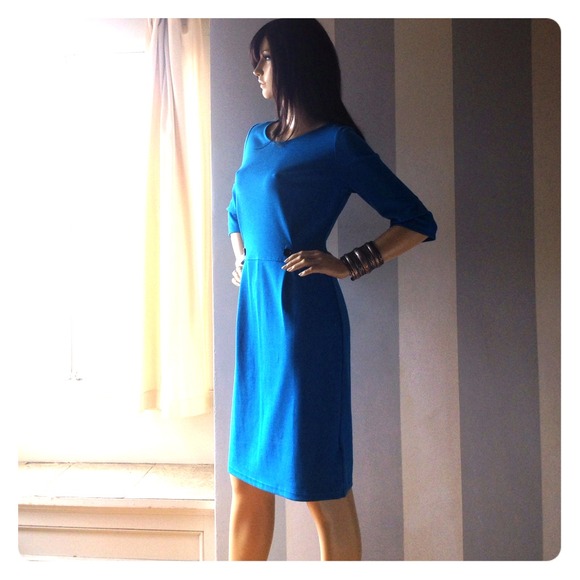 Blue Ponte stretch knit dress new condition