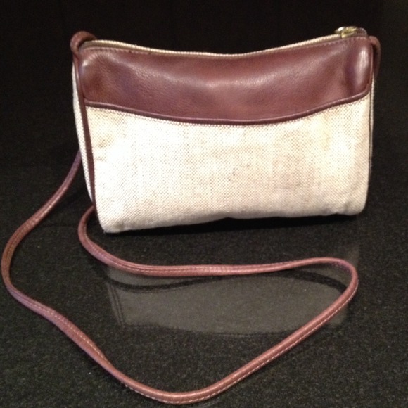 Canvas handbag with brown leather accent - Picture 1 of 3