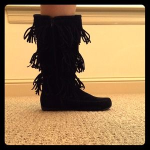 Black Fringe Boots