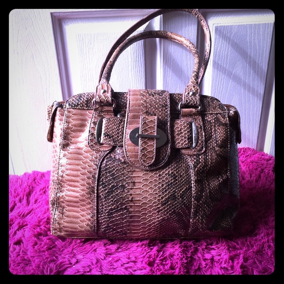 Saghabor  Reptile print patent leather handbag