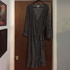 Black and White Polka Dot Wrap Dress