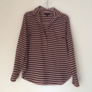 NWOT J. Crew Mauve and Black Striped Blouse