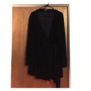 Black Velvet Side Tie Dress Top