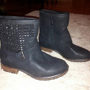 Black studded booties.