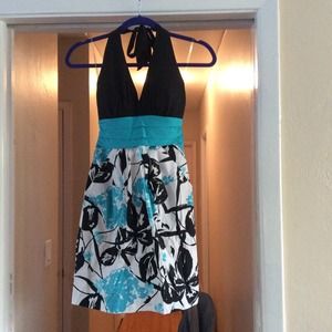 Black and teal floral dress❌SOLD❌