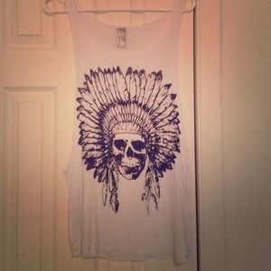 Boutique White skull muscle tank