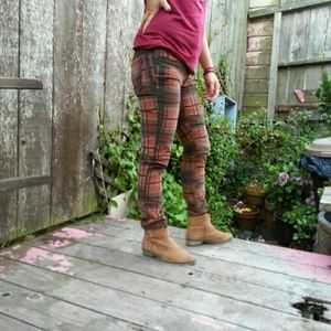 Free people printed plaid skinny