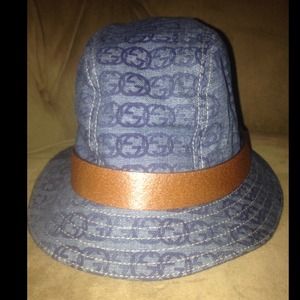 Auth Brand New Gucci Denim GG Rain Hat Size Med
