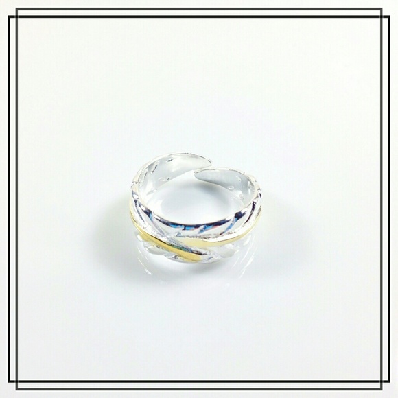 .925 Stamped Silver & Gold Ring - Picture 2 of 3