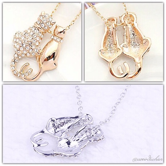 Pave Austrian crystals kitten necklace - Picture 4 of 4