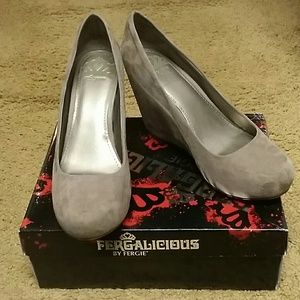 Fergalicious Taupe Dreamer Wedge Pumps